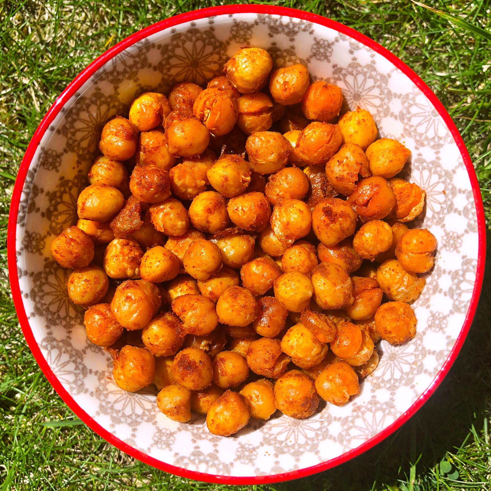 Bowl of spicy roasted chickpeas