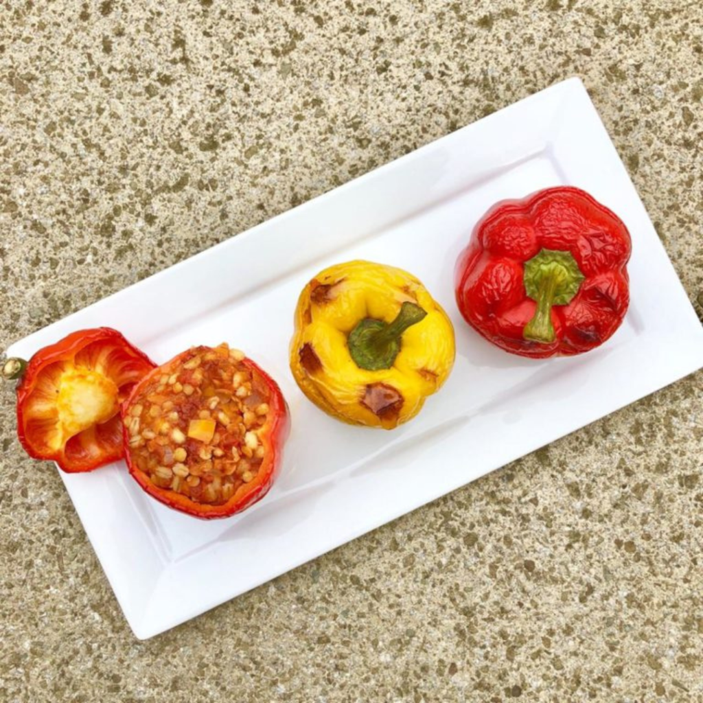 pearl barley and lentil stuffed peppers