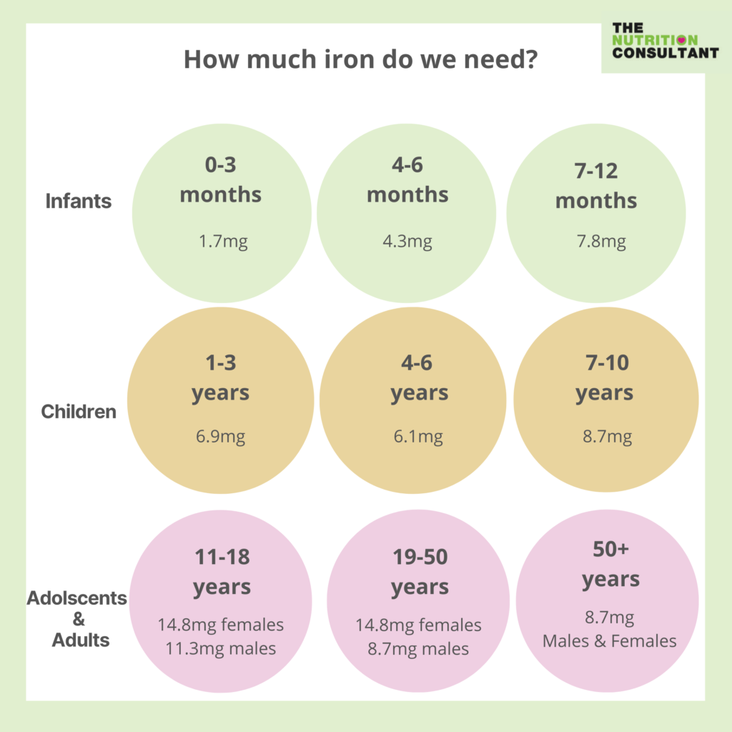 infographic of how much iron we need