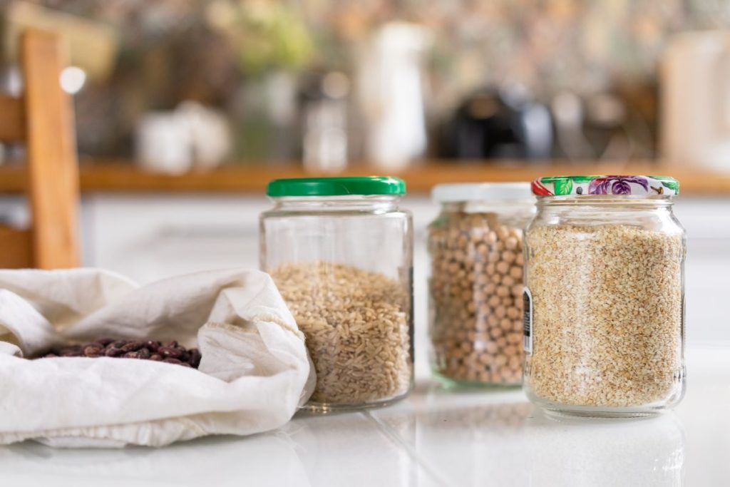 dry foods in glass jars