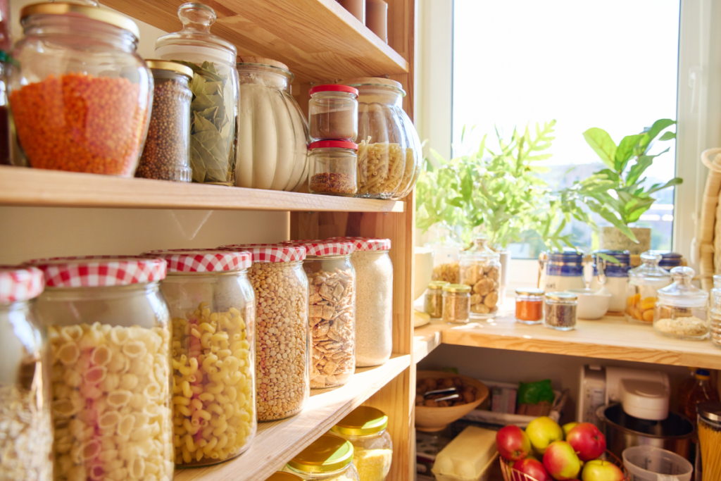 storage of food in the kitchen pantry