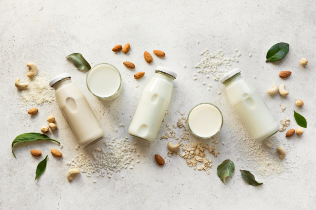 blog images (15) plant based milks in glass bottles